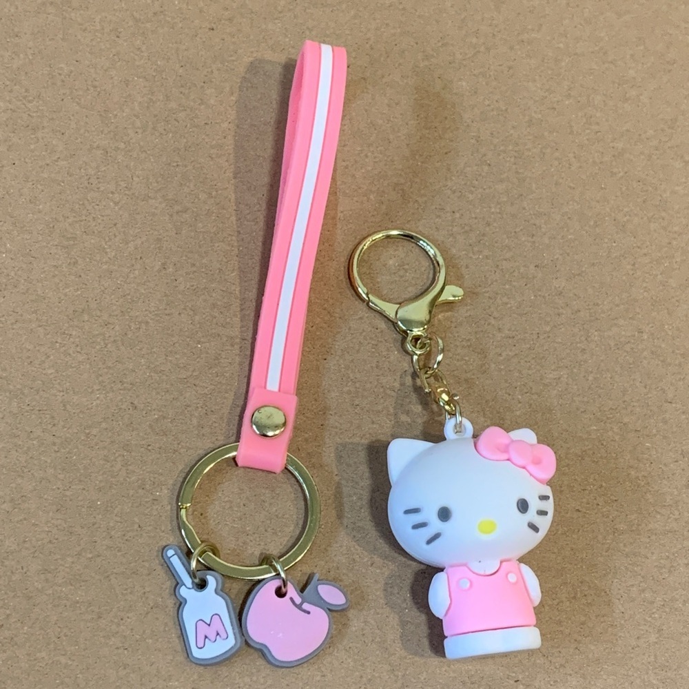 Rubber hello kitty bag charm/key chain